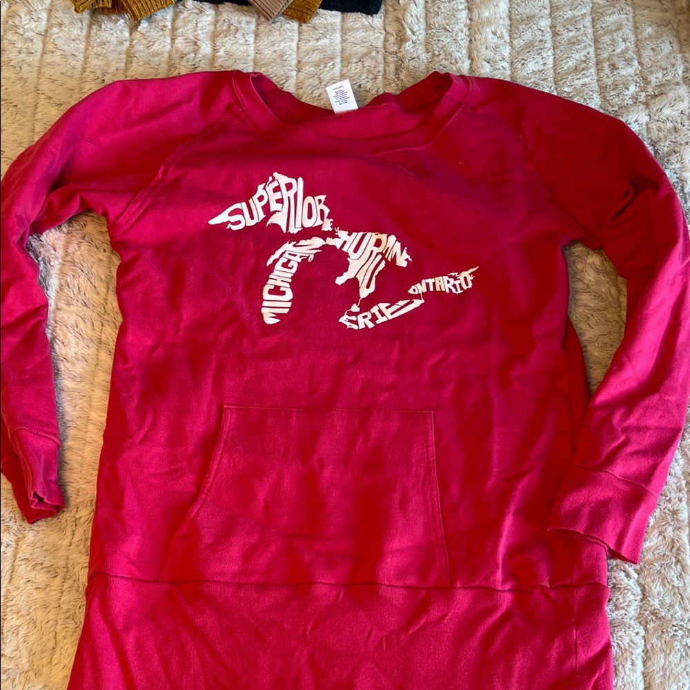 MICHIGAN Vibrant pink Women's Hoodie with Graphic lakes Design